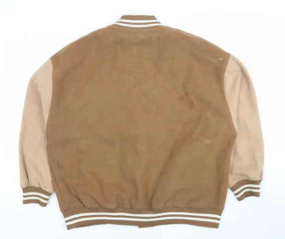 Primark Womens Brown Varsity Jacket Size S 10-12 Casual Autumn