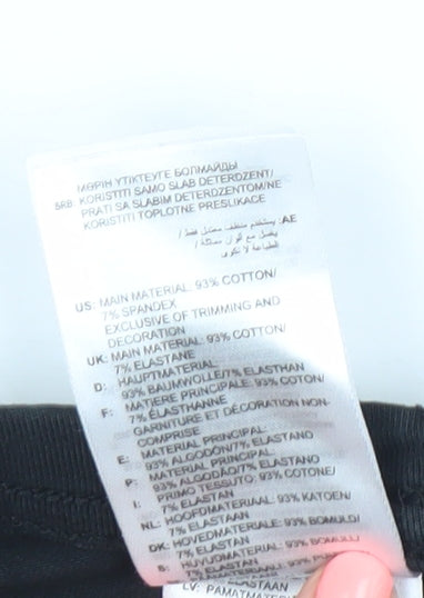 Adidas Girls Black 13-14Y Ankle Leggings Slim Fit Activewear Cotton Blend