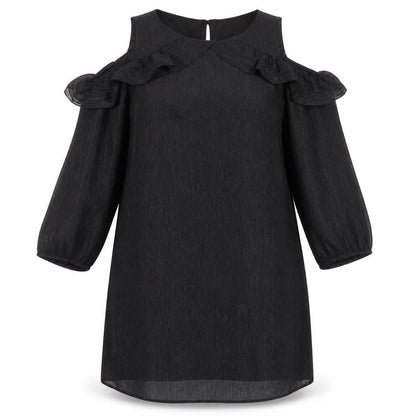 Wallis Women’s Black Cold Shoulder Ruffle Shift Dress Size 14