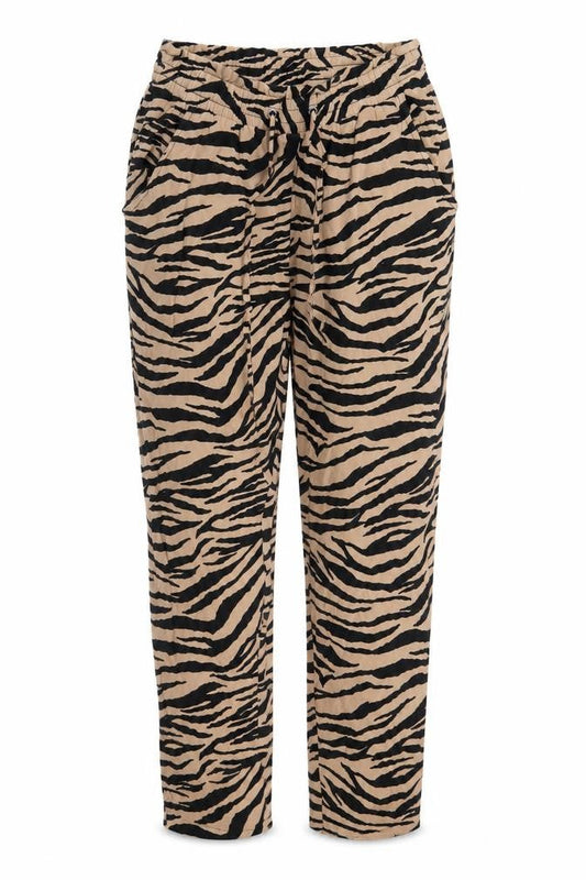 New Look Women's Beige Animal Print Viscose Jogger Trousers Size 8