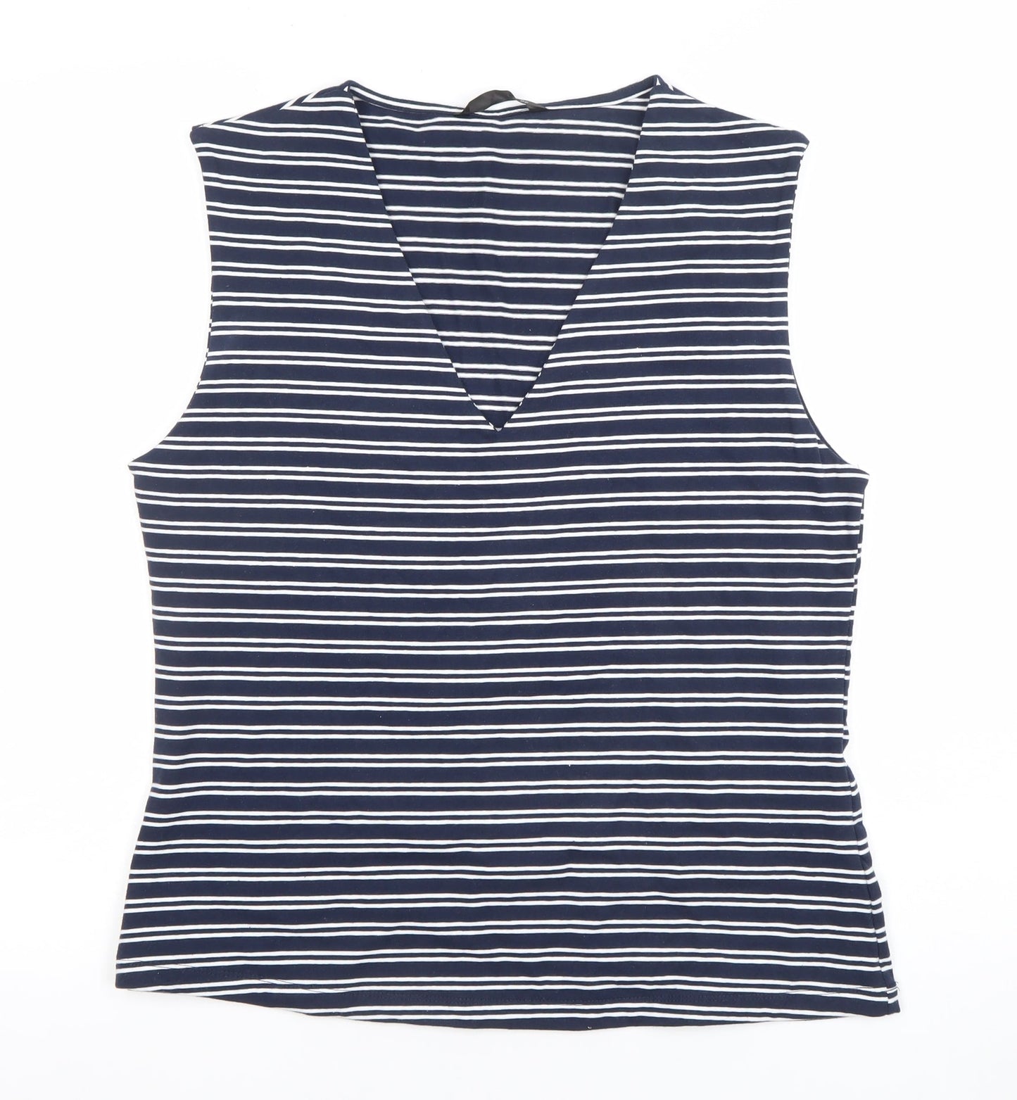 Dunnes Women’s Blue Striped Sleeveless V-Neck Tank Top L