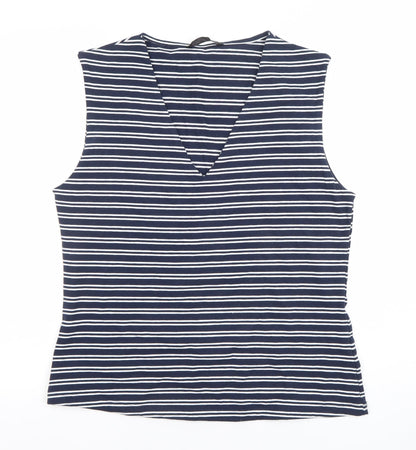 Dunnes Women’s Blue Striped Sleeveless V-Neck Tank Top L