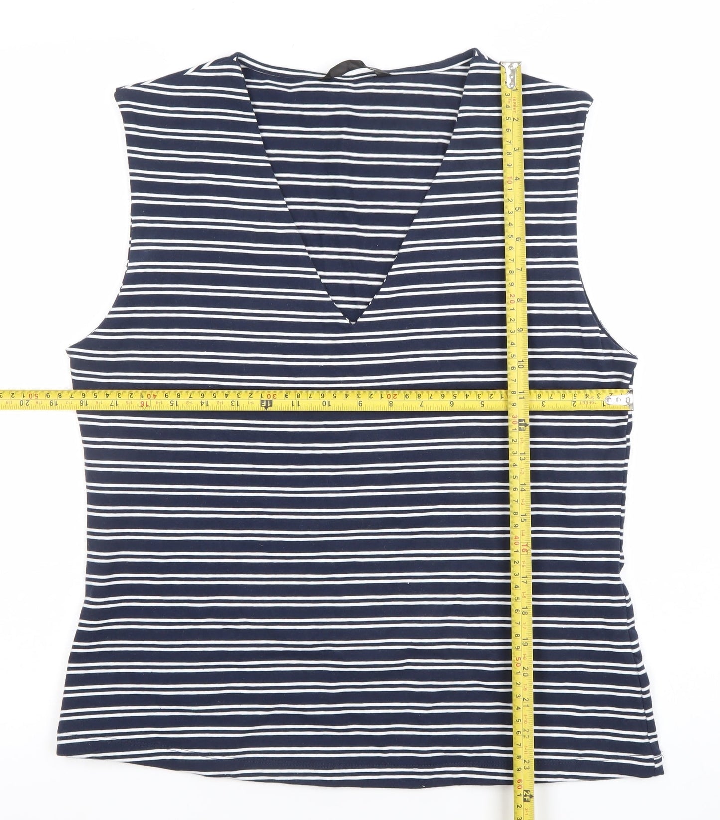 Dunnes Women’s Blue Striped Sleeveless V-Neck Tank Top L