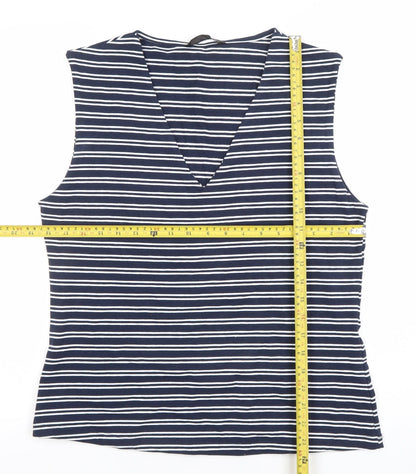 Dunnes Women’s Blue Striped Sleeveless V-Neck Tank Top L