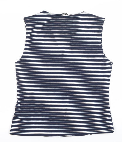 Dunnes Women’s Blue Striped Sleeveless V-Neck Tank Top L