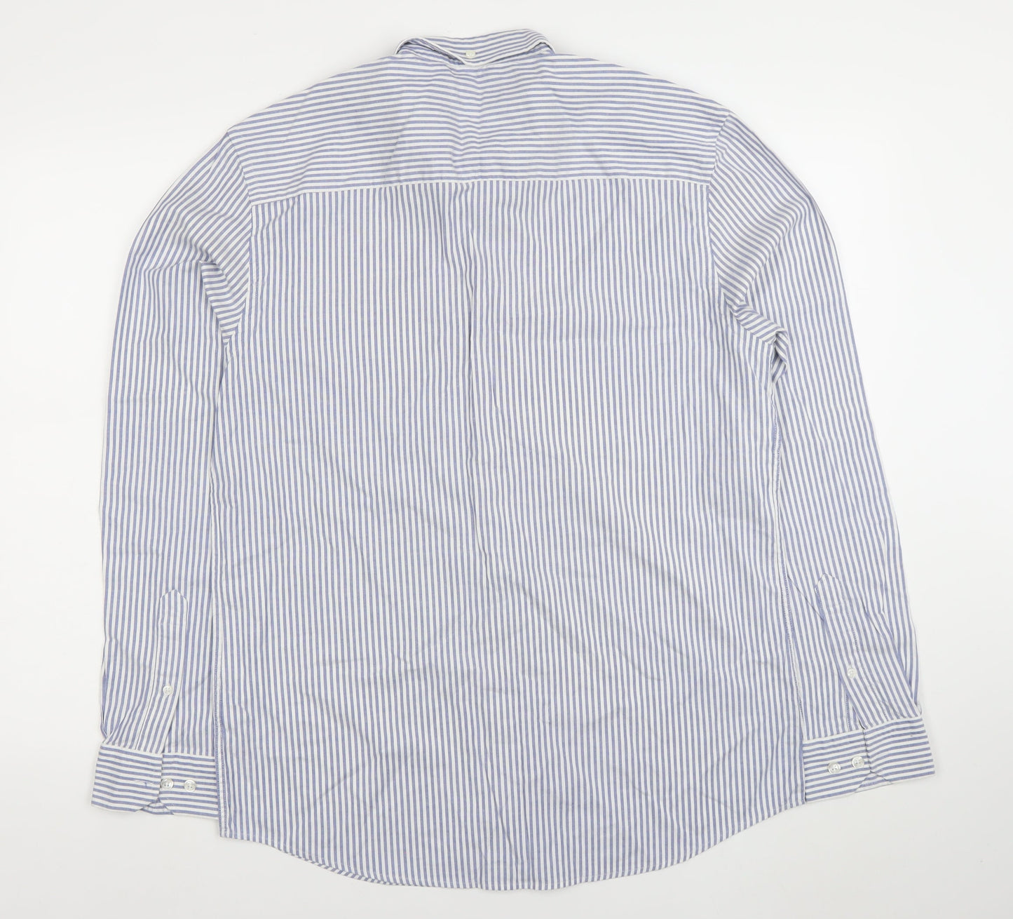 Paul Costelloe Living Men's Blue White Striped Cotton Shirt Size M Regular Fit