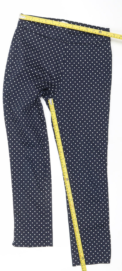Savior Women Blue Polka Dot Cotton Blend Stretch Leggings Size 8