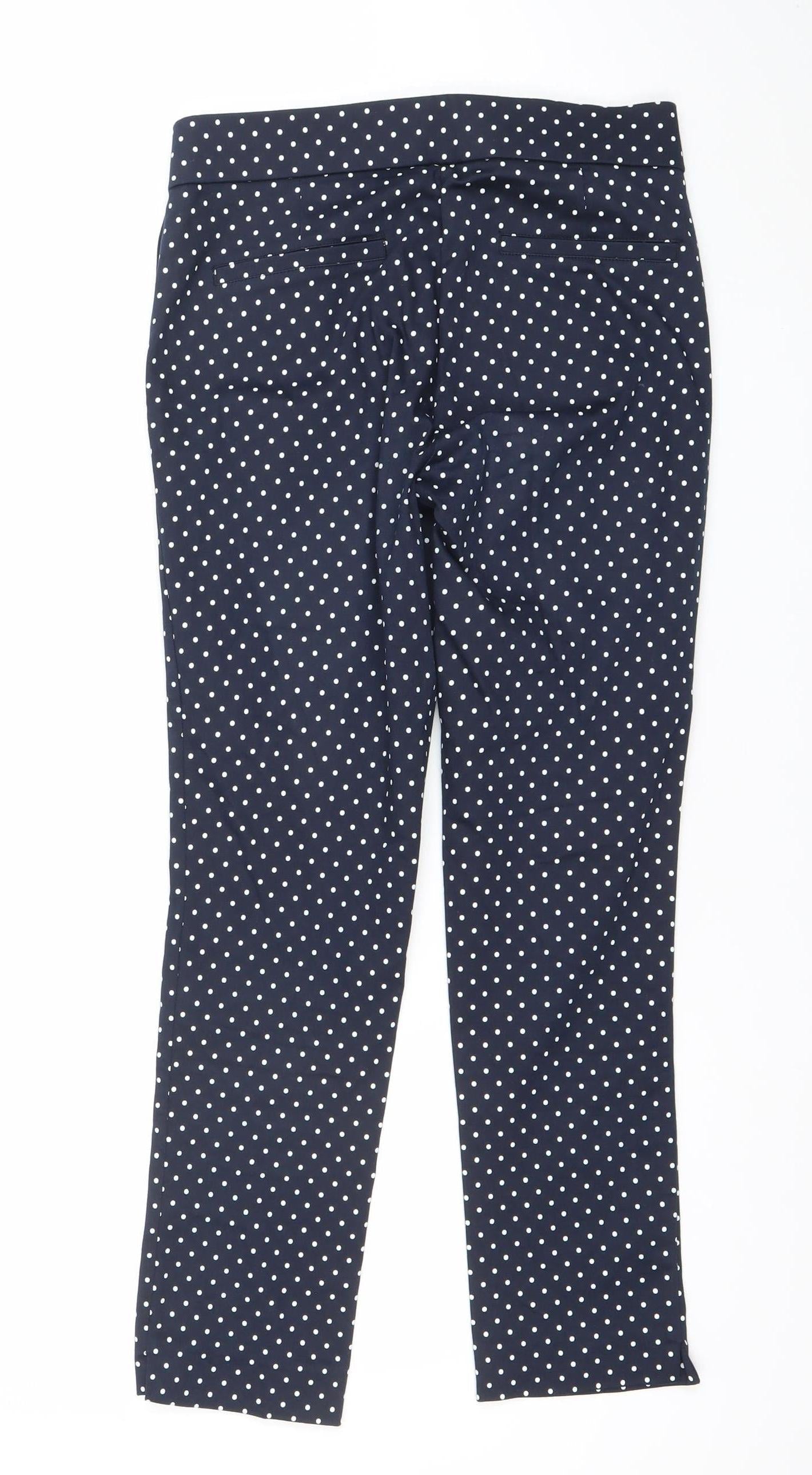 Savior Women Blue Polka Dot Cotton Blend Stretch Leggings Size 8