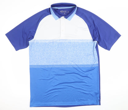 Pádraig Harrington Mens Blue Colourblock Golf Polo Shirt Size S