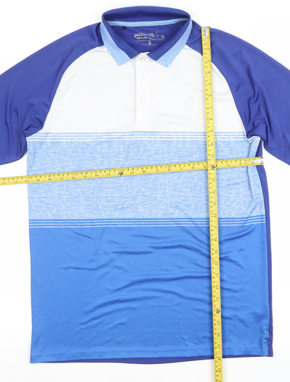 Pádraig Harrington Mens Blue Colourblock Golf Polo Shirt Size S