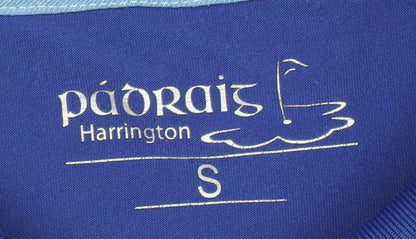 Pádraig Harrington Mens Blue Colourblock Golf Polo Shirt Size S