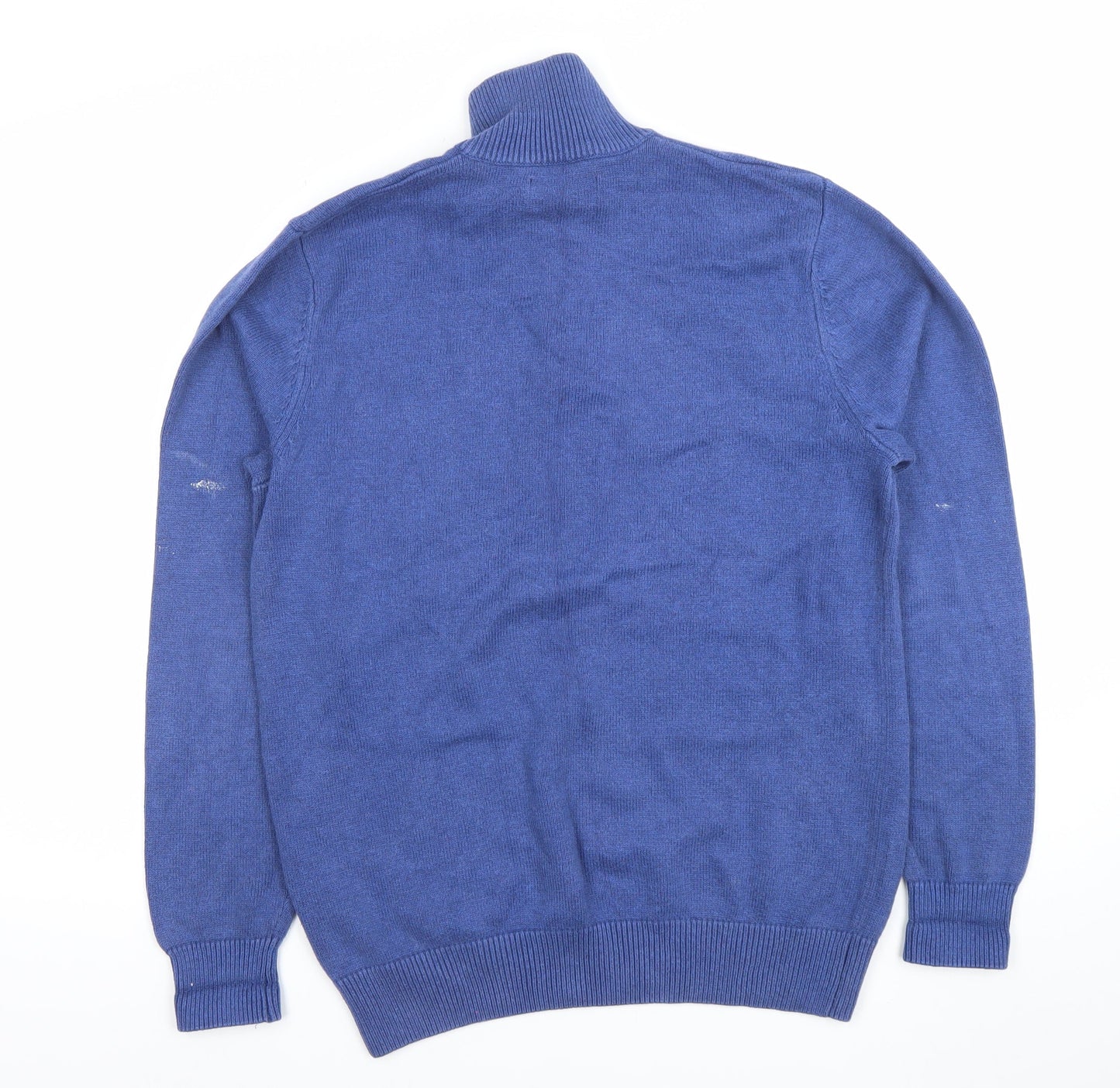 Maine New England Men’s Blue 1/4 Zip Cotton Wool Jumper Size S
