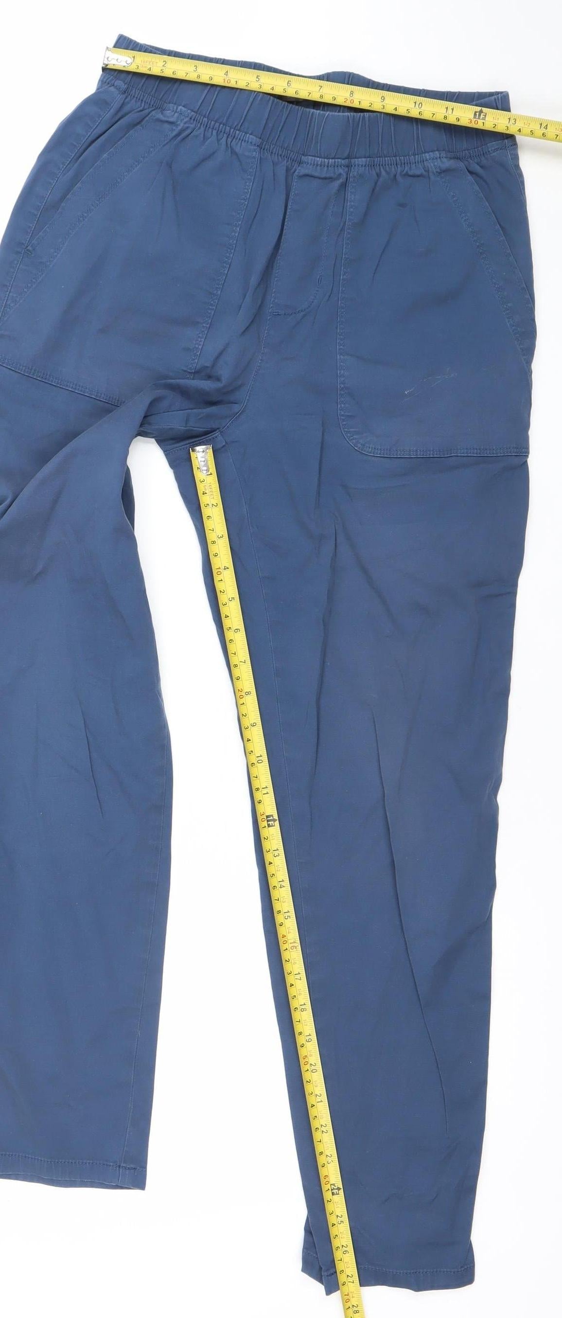 Dunnes Stores Women's Blue Cotton Joggers Size S Elastic Waist Casual Comfort Trousers