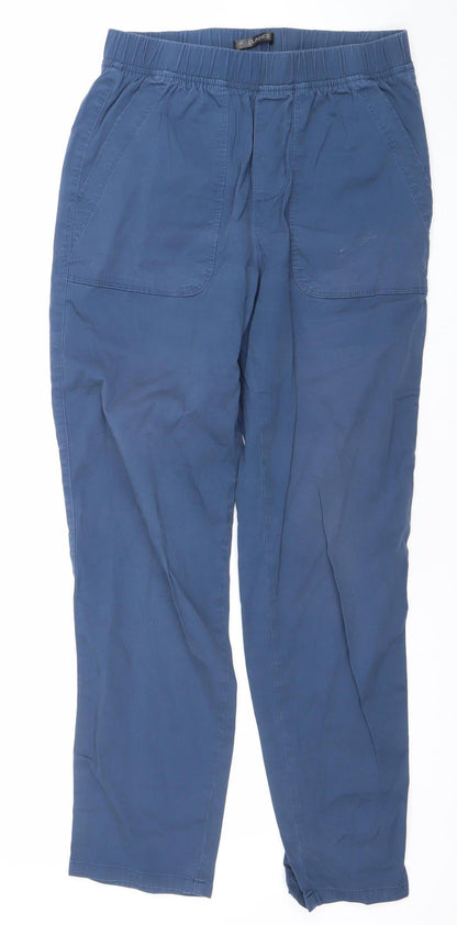 Dunnes Stores Women's Blue Cotton Joggers Size S Elastic Waist Casual Comfort Trousers