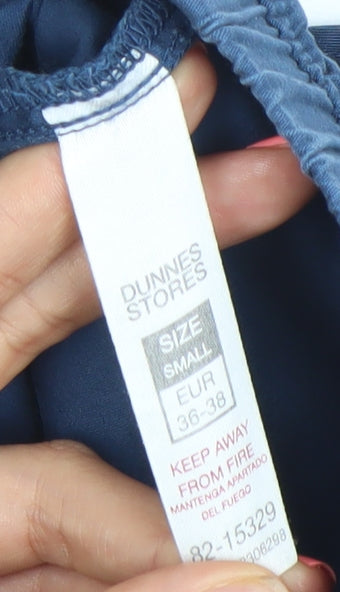 Dunnes Stores Women's Blue Cotton Joggers Size S Elastic Waist Casual Comfort Trousers