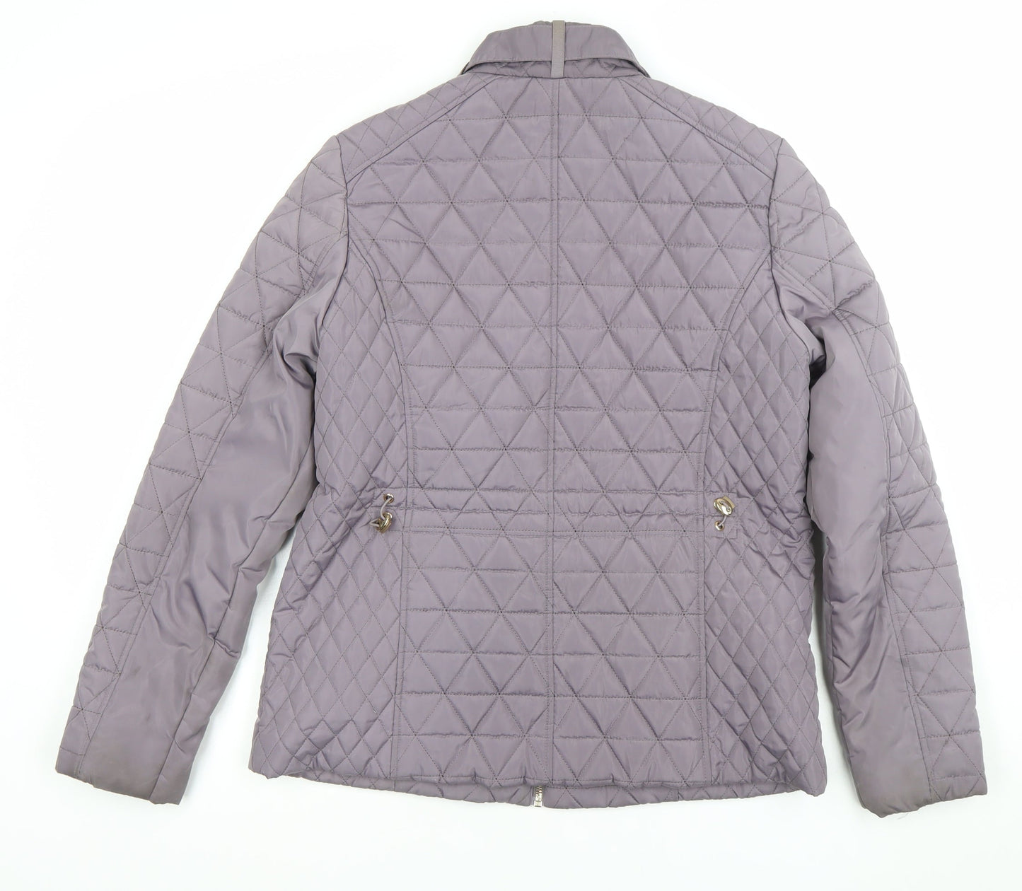 Gallery Women's Grey Quilted Full Zip Mid-Length Jacket Size 12
