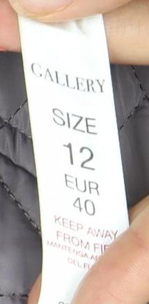 Gallery Women's Grey Quilted Full Zip Mid-Length Jacket Size 12
