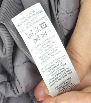 Gallery Women's Grey Quilted Full Zip Mid-Length Jacket Size 12