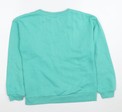 Disney Mickey & Pluto Boys Green Sweatshirt 10-11 Years 146cm Crew Neck Pullover