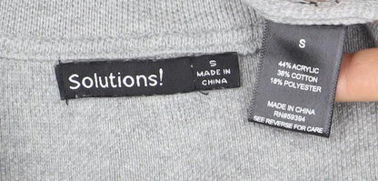 Solutions! Women's Grey Cardigan Small Long Sleeve Open Front Knit