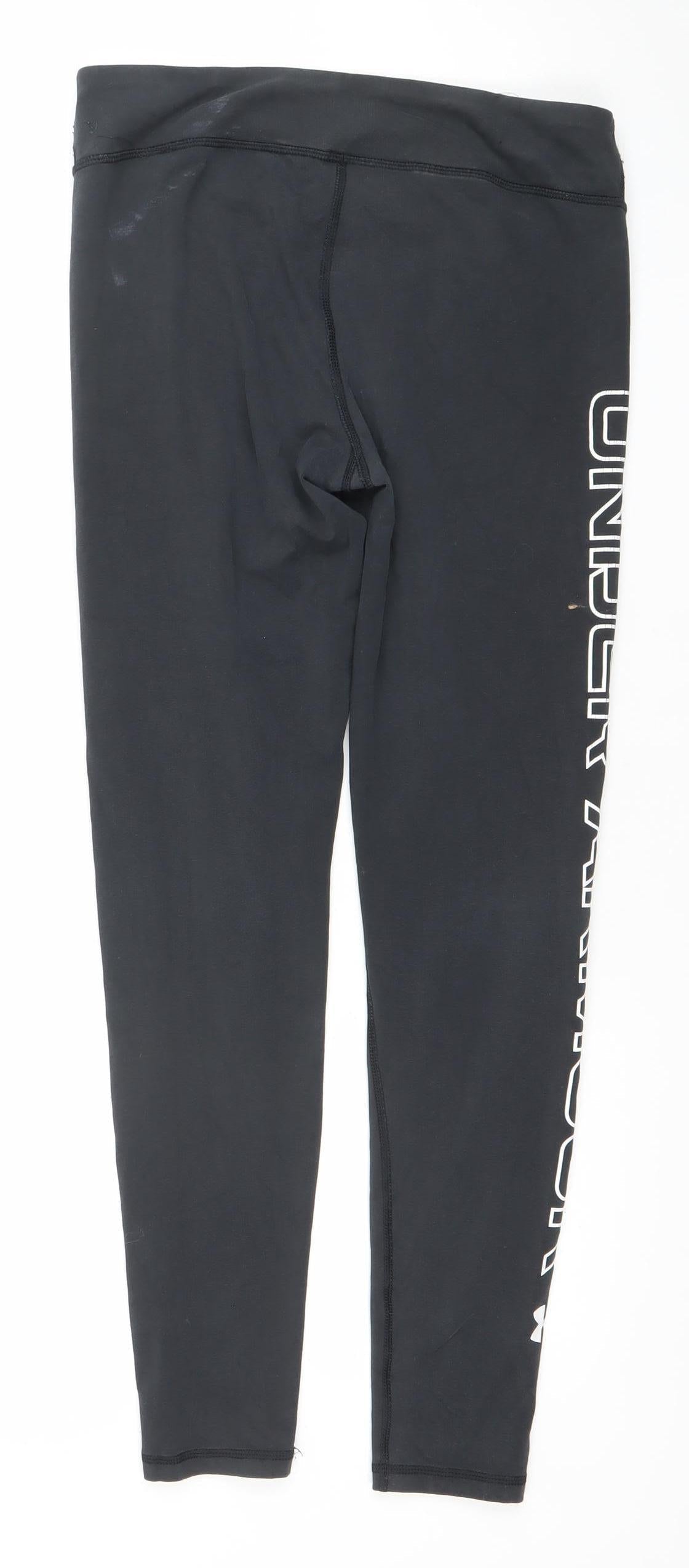 Under Armour Women Black Medium Fitted Leggings Gym Training Stretch