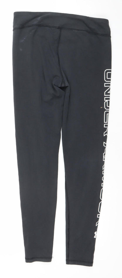 Under Armour Women Black Medium Fitted Leggings Gym Training Stretch