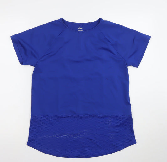 Under Armour Women Blue Large Short Sleeve Mesh Back Gym T-Shirt