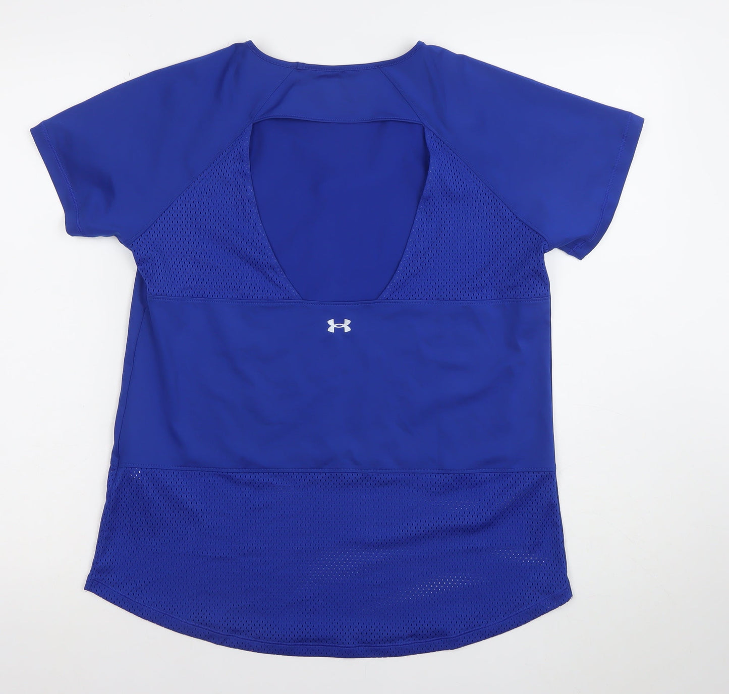 Under Armour Women Blue Large Short Sleeve Mesh Back Gym T-Shirt