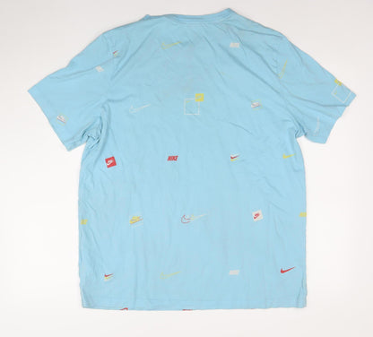 Nike Men's Blue Graphic Print Crew Neck Short Sleeve T-Shirt XL