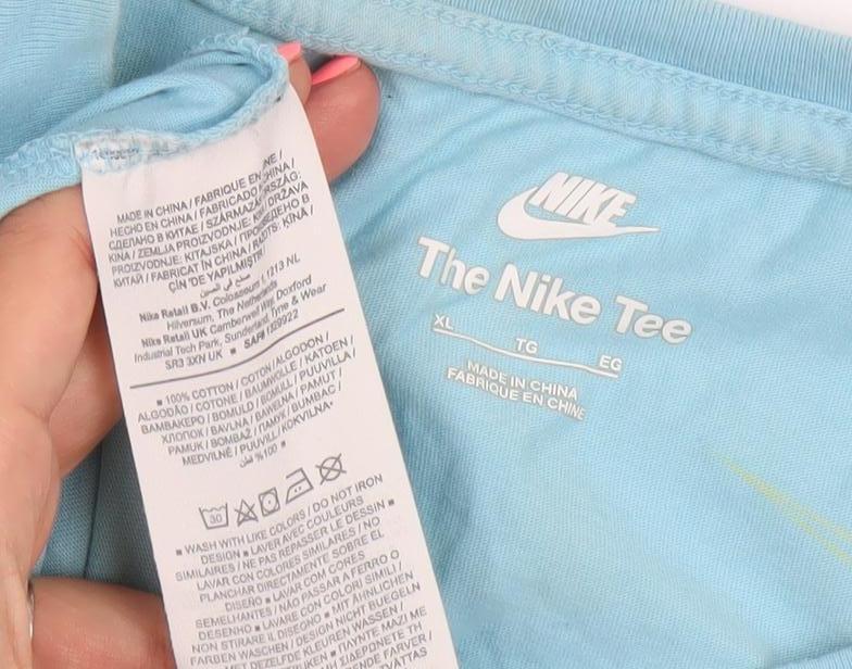 Nike Men's Blue Graphic Print Crew Neck Short Sleeve T-Shirt XL