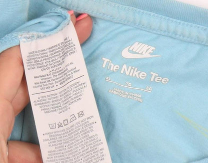 Nike Men's Blue Graphic Print Crew Neck Short Sleeve T-Shirt XL