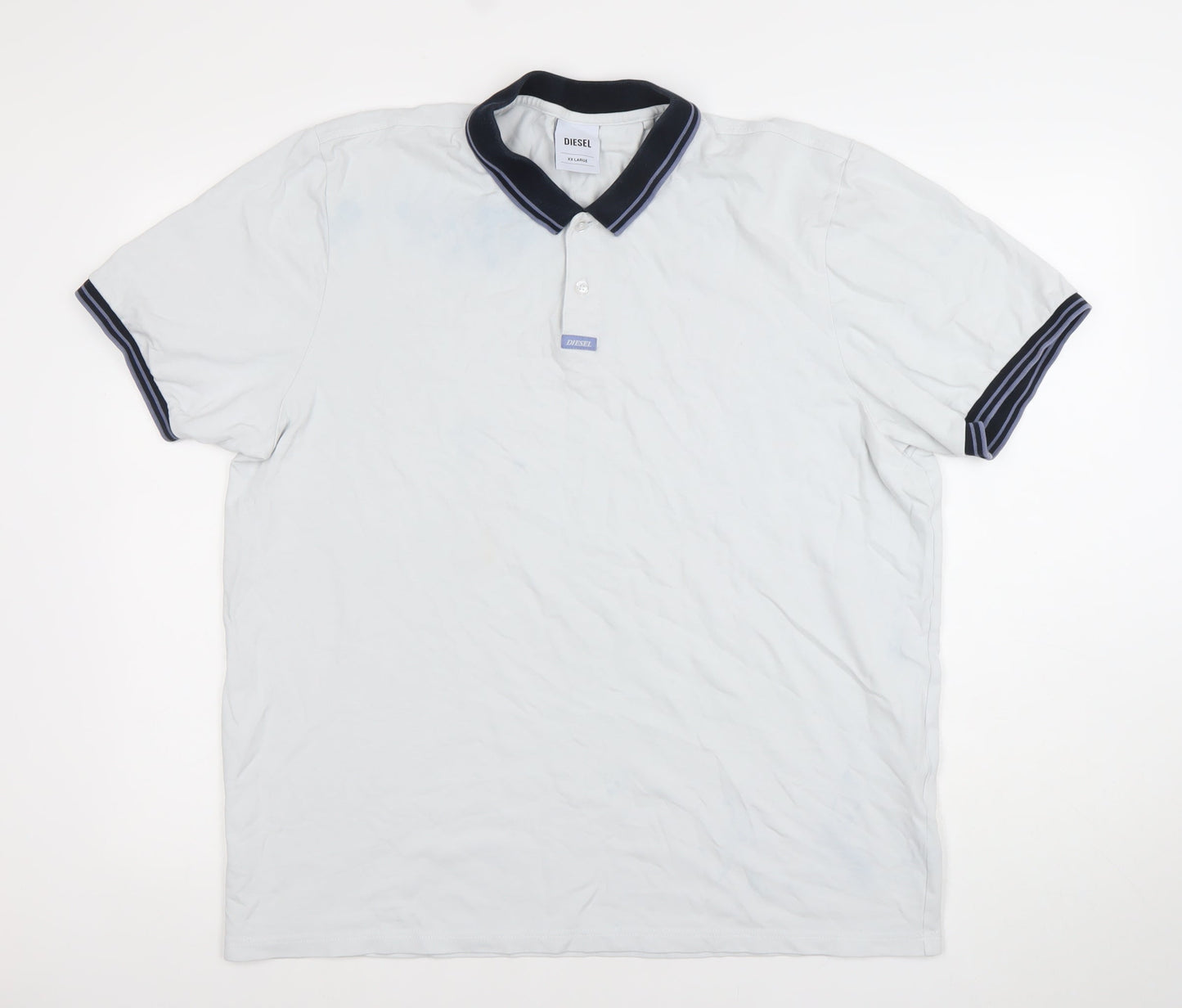 Diesel Men's White Cotton Polo Shirt 2XL Regular Fit