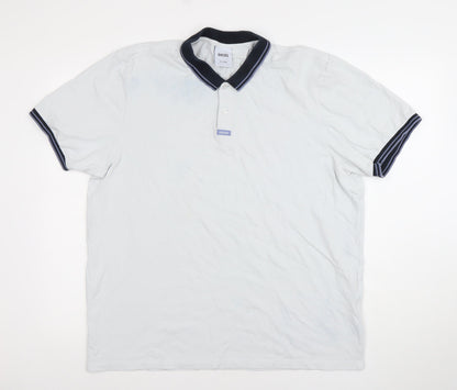 Diesel Men's White Cotton Polo Shirt 2XL Regular Fit