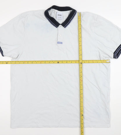 Diesel Men's White Cotton Polo Shirt 2XL Regular Fit
