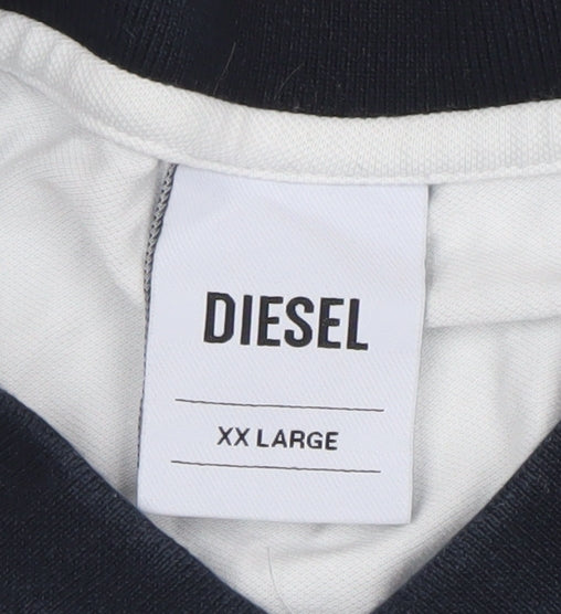 Diesel Men's White Cotton Polo Shirt 2XL Regular Fit