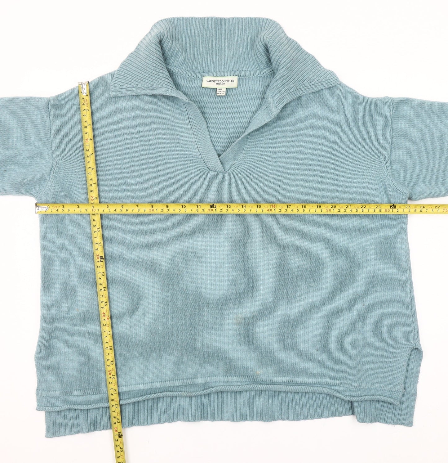 Carolyn Donnelly Women's Blue V-Neck Knit Jumper Size M