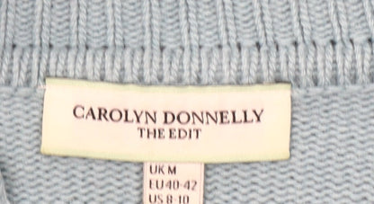 Carolyn Donnelly Women's Blue V-Neck Knit Jumper Size M