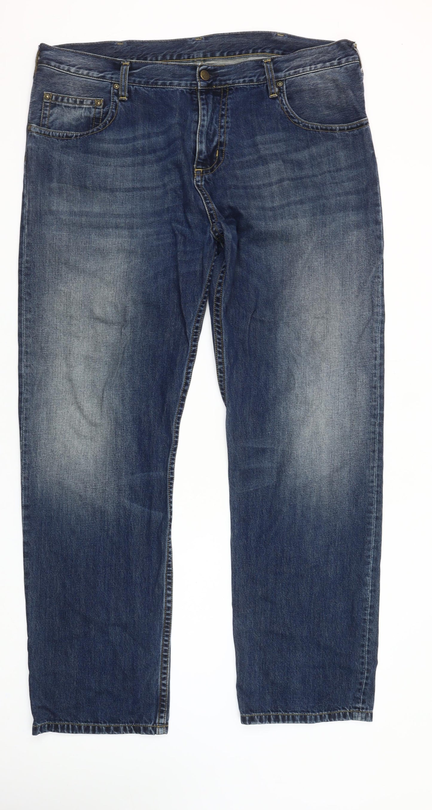 Carhartt Men Blue Slim Fit Straight Denim Jeans 38W 34L Cotton