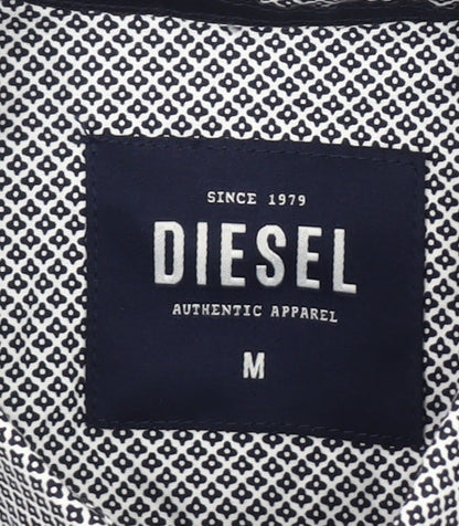 Diesel Men's Black Geometric Long Sleeve Slim Fit Button-Up Shirt M