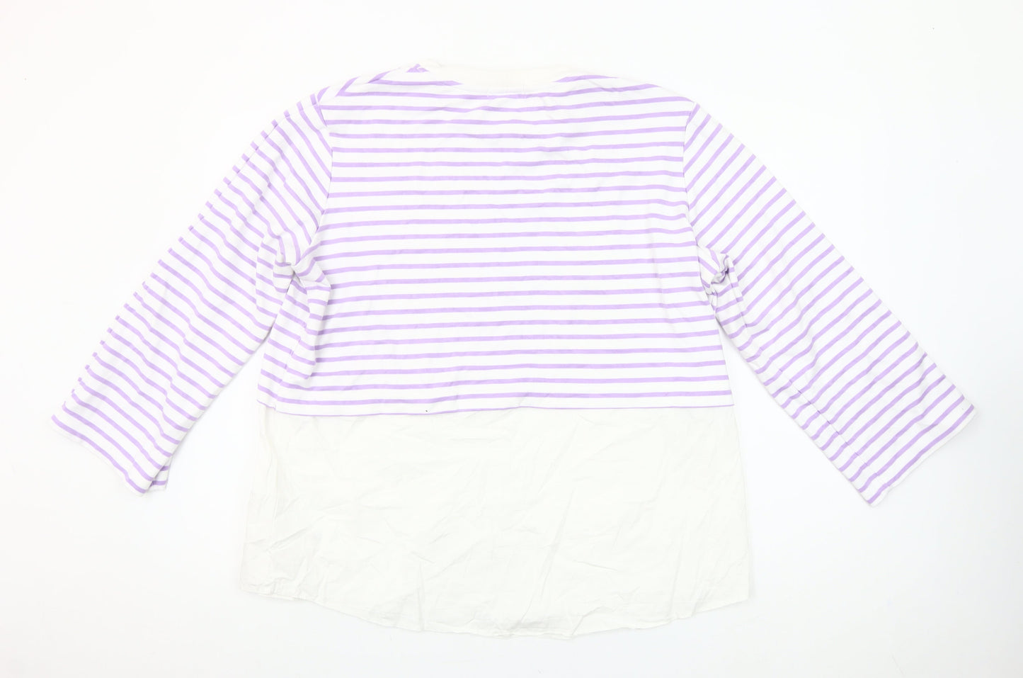 Gallery Women Lilac White Striped Pullover Sweatshirt Size L