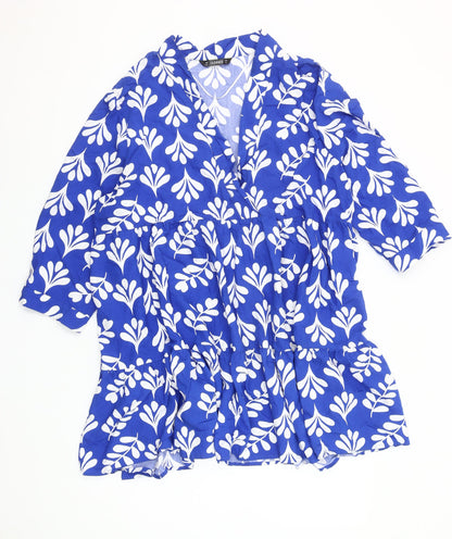 Dunnes Stores Women’s Blue Floral Ruffle Short Dress Size XL