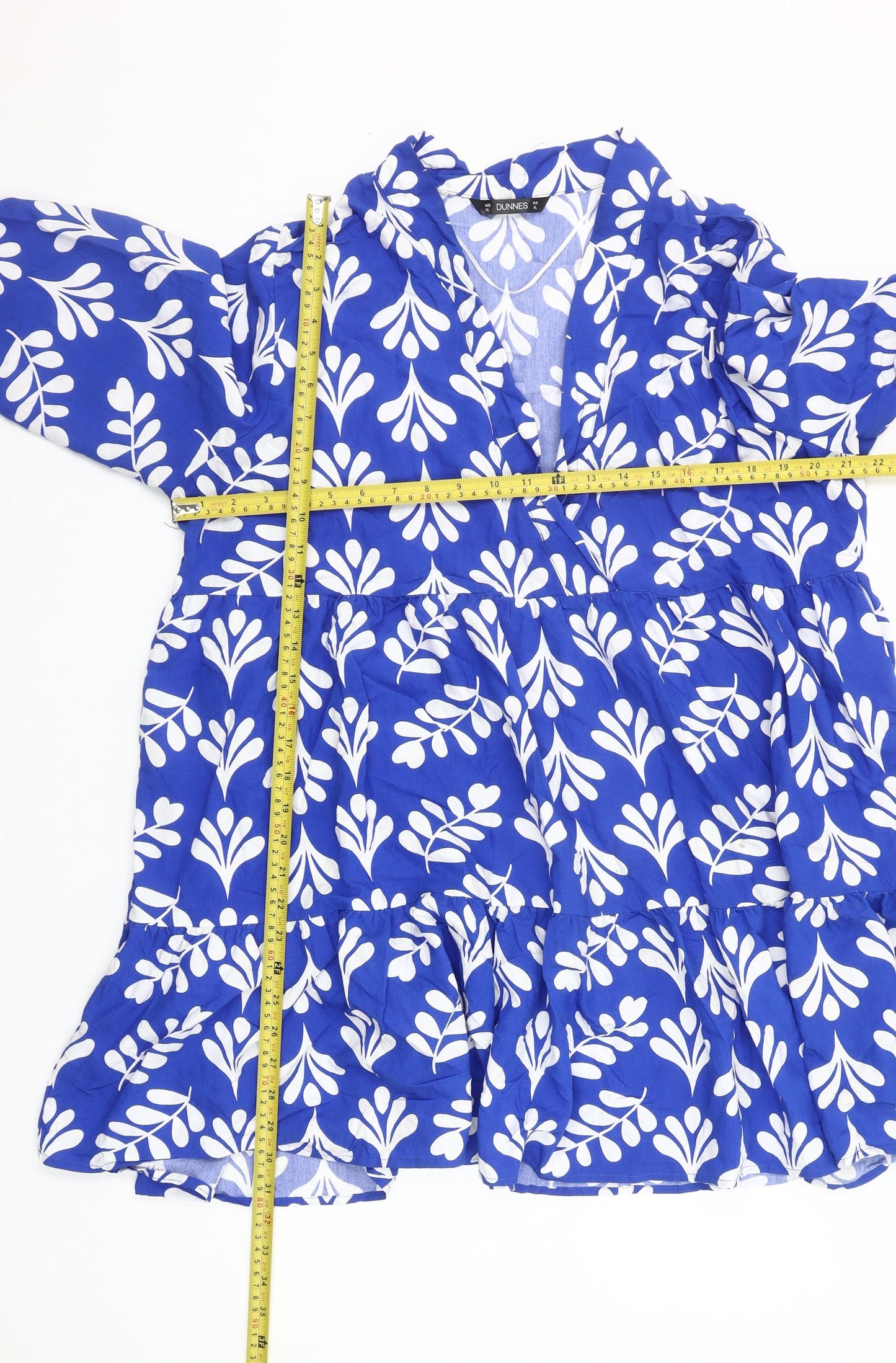 Dunnes Stores Women’s Blue Floral Ruffle Short Dress Size XL