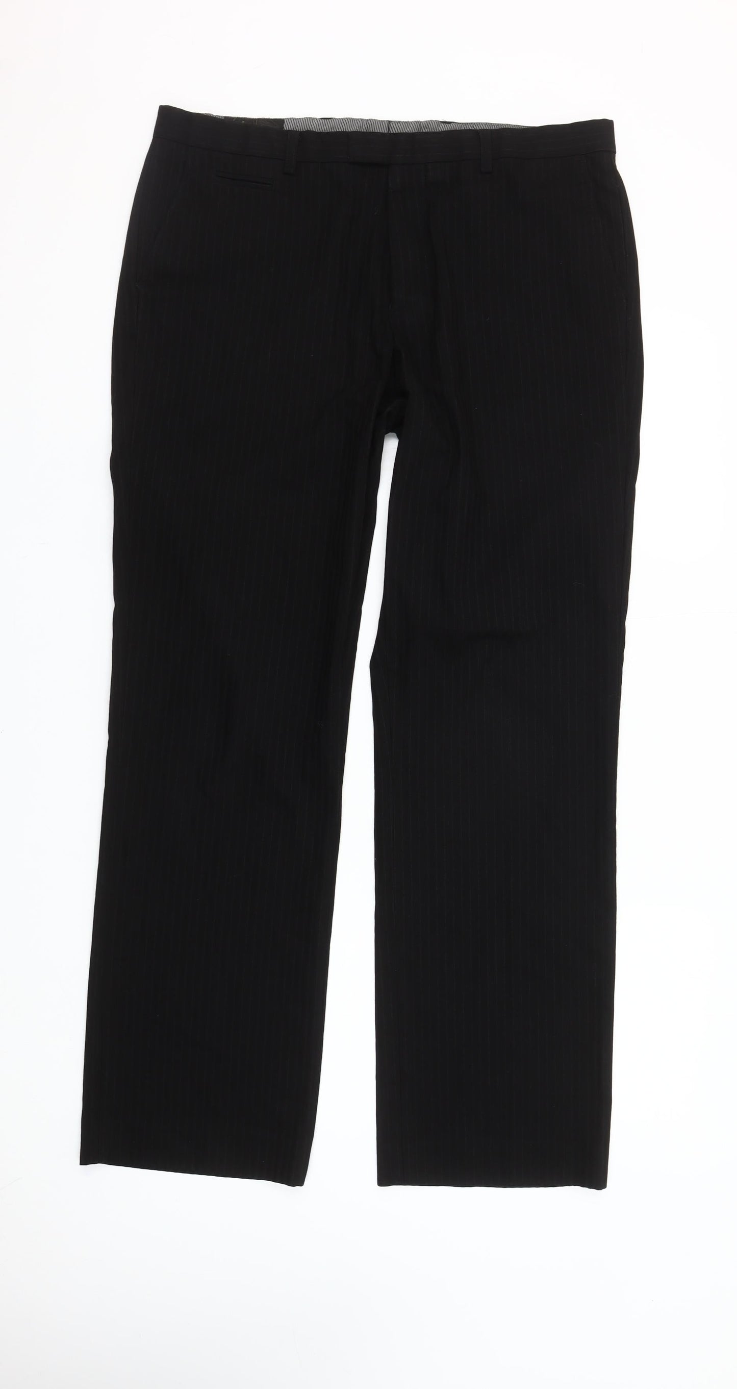 River Island Men's Black 36R Regular Fit Dress Pants Trousers