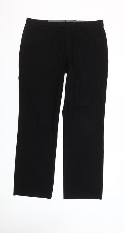 River Island Men's Black 36R Regular Fit Dress Pants Trousers