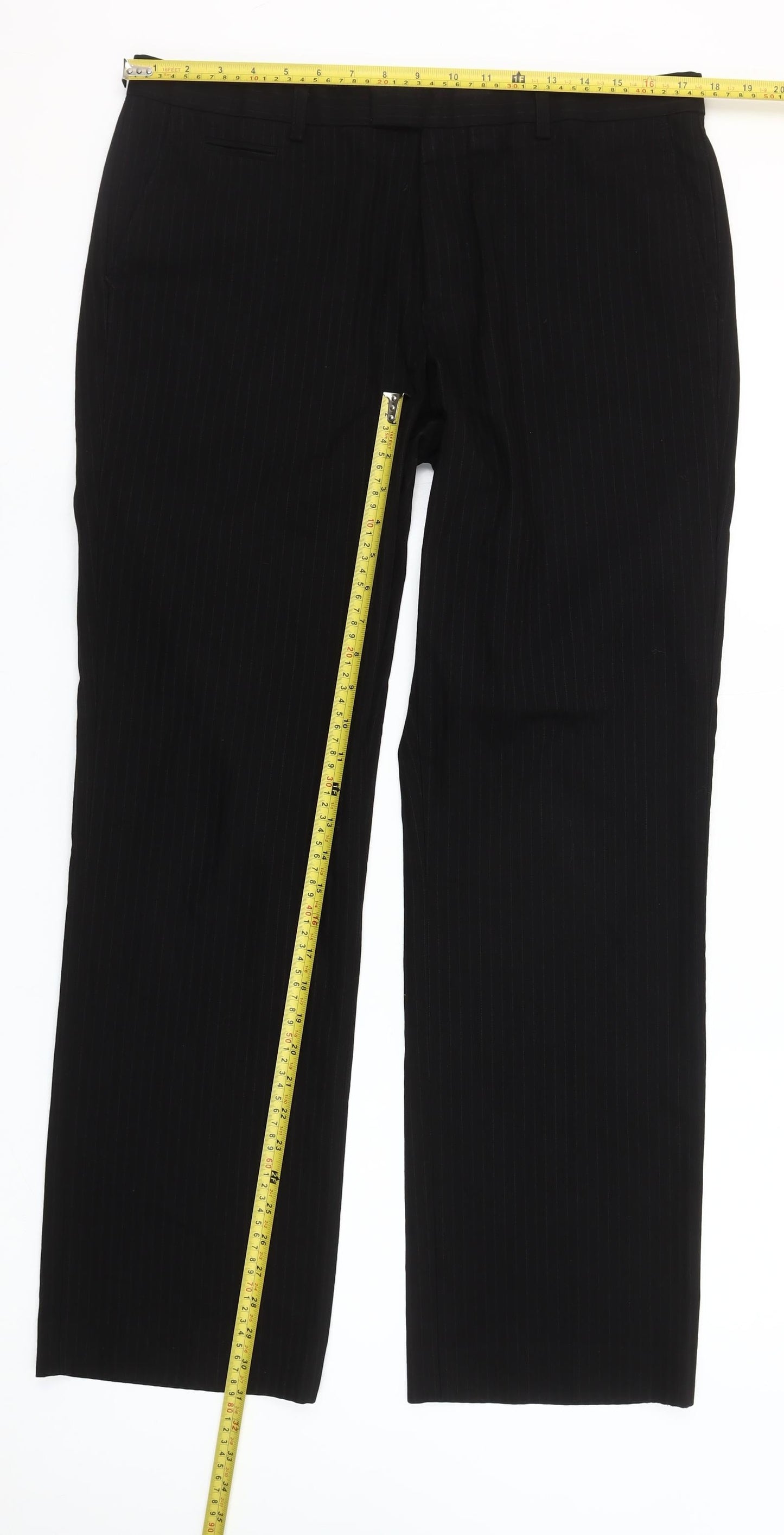 River Island Men's Black 36R Regular Fit Dress Pants Trousers