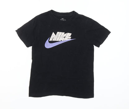 Nike Boys Black Small Graphic Print Short Sleeve T-Shirt