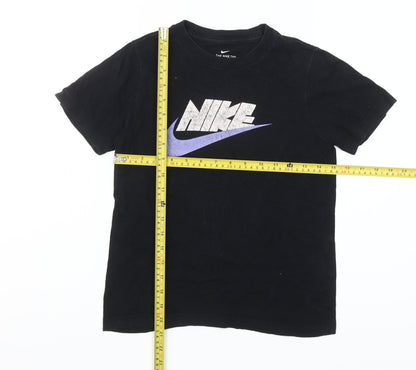 Nike Boys Black Small Graphic Print Short Sleeve T-Shirt