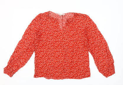 Boden Women’s Red Floral Viscose Tunic Blouse UK 8 Long Sleeve