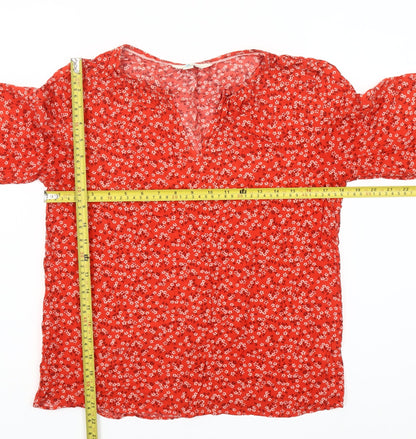 Boden Women’s Red Floral Viscose Tunic Blouse UK 8 Long Sleeve