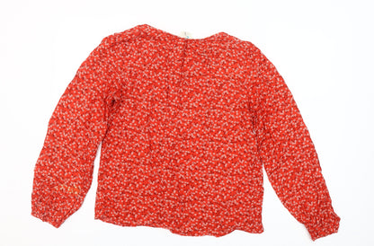 Boden Women’s Red Floral Viscose Tunic Blouse UK 8 Long Sleeve